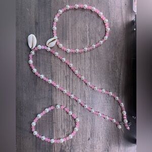 Handmade bracelet, anklet, and necklace set!